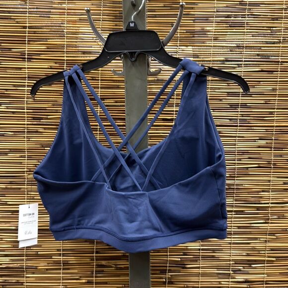 Cotton on Curve Womens Trendy Plus Size Active Strappy Sports Crop Top Navy Size - Picture 3 of 3